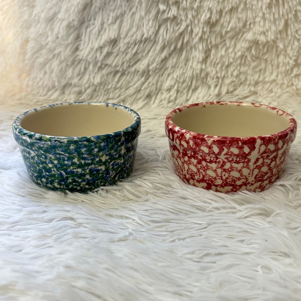 Roseville Pottery Spongeware 2 Pc Bowls The Workshops Gerald E. Henn Vintage